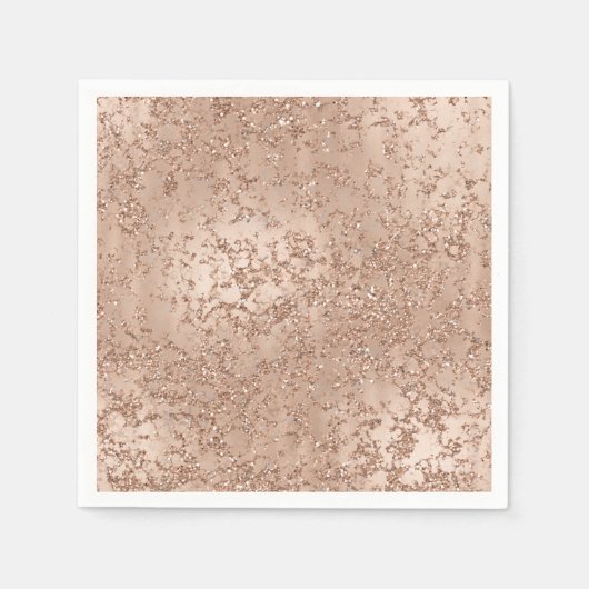 Roos Gold Blush Pink Glam Sparkle Crackle Party Servet (Voorkant)
