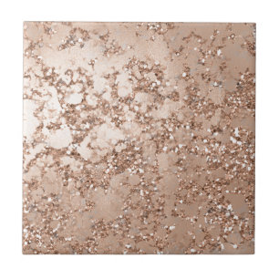 Roos Gold Blush Pink Glam Sparkle Crackle Wall Tegeltje