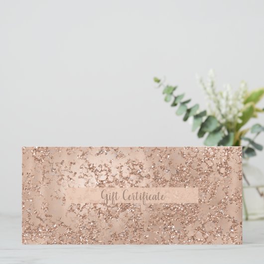 Roos Gold Blush Pink Glam Sparkle Gift Certificate (Staand voorkant)