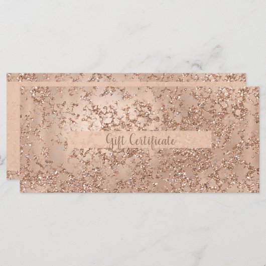 Roos Gold Blush Pink Glam Sparkle Gift Certificate (Voorkant / Achterkant)