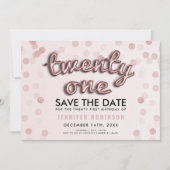 Roos Gold Blush Pink Glitter 21st Birthday Kaart (Voorkant)