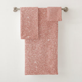 Roos Gold - Blush Pink Glitter and Sparkle Bad Handdoek