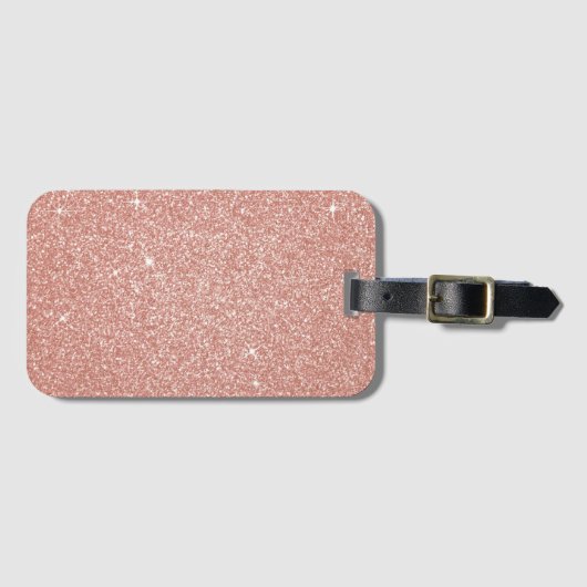 Roos Gold - Blush Pink Glitter and Sparkle Bagagelabel (Voorkant (horizontaal))