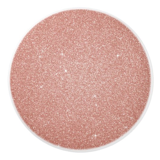 Roos Gold - Blush Pink Glitter and Sparkle Keramische Knop (Voorkant)