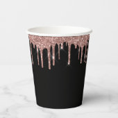 Roos Gold Blush Pink Glitter and Sparkle Monogram Papieren Bekers (Achterkant)