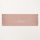 Roos Gold - Blush Pink Glitter Girly Monogram Name Yogamat (Voorkant (horizontaal))