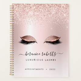 Roos Gold Blush Pink Glitter Lash Extensions Planner
