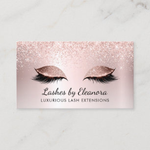 Roos Gold Blush Pink Glitter Lash Extensions Visitekaartje