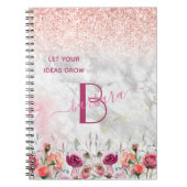 Roos Gold - Blush Pink Glitter Marble Monogram Notitieboek (Voorkant)