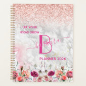 Roos Gold - Blush Pink Glitter Marble Monogram Planner (Voorkant)