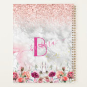 Roos Gold - Blush Pink Glitter Marble Monogram Planner (Achterkant)