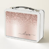 Roos Gold - Blush Pink Glitter Metal Monogram Naam (Achterkant)