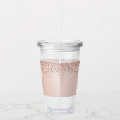 Roos Gold - Blush Pink Glitter Metal Monogram Naam Acryl Drinkbeker (Rechts)