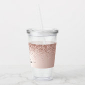 Roos Gold - Blush Pink Glitter Metal Monogram Naam Acryl Drinkbeker (Links)