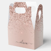 Roos Gold - Blush Pink Glitter Metal Monogram Naam Bedankdoosjes (Geopend)