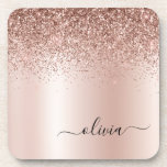 Roos Gold - Blush Pink Glitter Metal Monogram Naam Bier Onderzetter<br><div class="desc">Roos Gold - Blush Pink Faux Folie Metallic Sparkle Glitter Brushed Metal Monogram Name Paper Onderzetters. Dit maakt het perfecte afstuderen,  de verjaardag,  de bruiloft,  het vrijgezellenfeest,  de verjaardag,  het baby shower of het bachelorette feest cadeau voor iemand die van glam luxe en chic stijlen houdt.</div>