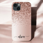 Roos Gold - Blush Pink Glitter Metal Monogram Naam Case-Mate iPhone Case<br><div class="desc">Roos Gold - Blush Pink Faux Folie Metallic Sparkle and Dripping Glitter Brushed Metal Monogram Name and Initiaal Phone. Dit maakt de perfecte liefhebbende 16 verjaardag,  bruiloft,  vrijgezellenfeest,  verjaardagsdag,  baby shower of vrijgezellenfeest voor iemand die van luxe glam en stijl houdt.</div>