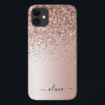 Roos Gold - Blush Pink Glitter Metal Monogram Naam Case-Mate iPhone Case<br><div class="desc">Roos Gold - Blush Pink Faux Folie Metallic Sparkle and Dripping Glitter Brushed Metal Monogram Name and Initiaal Phone. Dit maakt de perfecte liefhebbende 16 verjaardag,  bruiloft,  vrijgezellenfeest,  verjaardagsdag,  baby shower of vrijgezellenfeest voor iemand die van luxe glam en stijl houdt.</div>