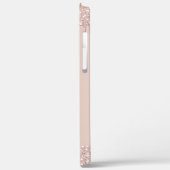 Roos Gold - Blush Pink Glitter Metal Monogram Naam Case-Mate iPhone Case (Achterkant / Links)