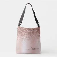 Roos Gold - Blush Pink Glitter Metal Monogram Naam