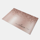 Roos Gold - Blush Pink Glitter Metal Monogram Naam Deurmat (Schuin)