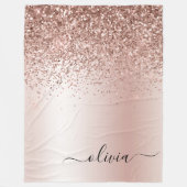 Roos Gold - Blush Pink Glitter Metal Monogram Naam Fleece Deken (Voorkant)