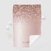 Roos Gold - Blush Pink Glitter Metal Monogram Naam Golfhanddoek (Insitu)