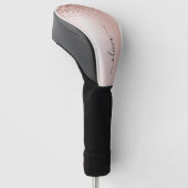 Roos Gold - Blush Pink Glitter Metal Monogram Naam Golfheadcover (Schuin)