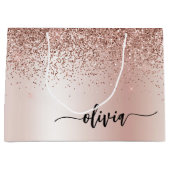 Roos Gold - Blush Pink Glitter Metal Monogram Naam Groot Cadeauzakje (Voorkant)