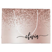 Roos Gold - Blush Pink Glitter Metal Monogram Naam Groot Cadeauzakje (Achterkant)