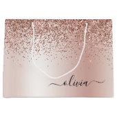 Roos Gold - Blush Pink Glitter Metal Monogram Naam Groot Cadeauzakje (Voorkant)