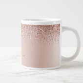 Roos Gold - Blush Pink Glitter Metal Monogram Naam Grote Koffiekop (Rechts)