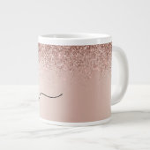 Roos Gold - Blush Pink Glitter Metal Monogram Naam Grote Koffiekop (Voorkant rechts)