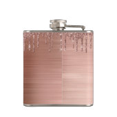 Roos Gold - Blush Pink Glitter Metal Monogram Naam Heupfles (Achterkant)