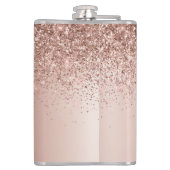 Roos Gold - Blush Pink Glitter Metal Monogram Naam Heupfles (Achterkant)