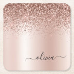 Roos Gold - Blush Pink Glitter Metal Monogram Naam Kartonnen Onderzetters<br><div class="desc">Roos Gold - Blush Pink Faux Folie Metallic Sparkle Glitter Brushed Metal Monogram Name Paper Onderzetters. Dit maakt het perfecte afstuderen,  de verjaardag,  de bruiloft,  het vrijgezellenfeest,  de verjaardag,  het baby shower of het bachelorette feest cadeau voor iemand die van glam luxe en chic stijlen houdt.</div>