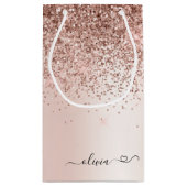 Roos Gold - Blush Pink Glitter Metal Monogram Naam Klein Cadeauzakje (Achterkant)
