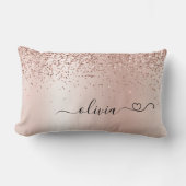 Roos Gold - Blush Pink Glitter Metal Monogram Naam Kussen (Voorkant)
