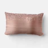 Roos Gold - Blush Pink Glitter Metal Monogram Naam Kussen (Achterkant)
