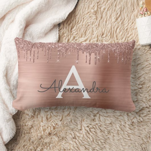 Roos Gold - Blush Pink Glitter Metal Monogram Naam Kussen (Deken)