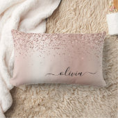 Roos Gold - Blush Pink Glitter Metal Monogram Naam Kussen (Deken)