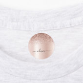 Roos Gold - Blush Pink Glitter Metal Monogram Naam Labels (Aangebracht)