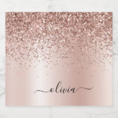 Roos Gold - Blush Pink Glitter Metal Monogram Naam Likeurfles Etiket (Enkel label)