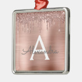 Roos Gold - Blush Pink Glitter Metal Monogram Naam Metalen Ornament (Links)