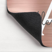 Roos Gold - Blush Pink Glitter Metal Monogram Naam Muismat (Hoek)