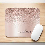 Roos Gold - Blush Pink Glitter Metal Monogram Naam Muismat<br><div class="desc">Roos Gold - Blush Pink Faux Folie Metallic Sparkle Glitter Brushed Metal Monogram Name and Initiaal Mousepad (muispad). Dit maakt de perfecte liefhebbende 16 verjaardag,  bruiloft,  vrijgezellenfeest,  verjaardagsdag,  baby shower of vrijgezellenfeest voor iemand die van luxe glam en stijl houdt.</div>