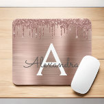 Roos Gold - Blush Pink Glitter Metal Monogram Naam Muismat<br><div class="desc">Roos Gold - Blush Pink Faux Folie Metallic Sparkle Glitter Brushed Metal Monogram Name and Initiaal Mousepad (muispad). Dit maakt de perfecte liefhebbende 16 verjaardag,  bruiloft,  vrijgezellenfeest,  verjaardagsdag,  baby shower of vrijgezellenfeest voor iemand die van luxe glam en stijl houdt.</div>