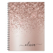 Roos Gold - Blush Pink Glitter Metal Monogram Naam Notitieboek (Voorkant)