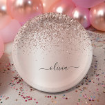 Roos Gold - Blush Pink Glitter Metal Monogram Naam Papieren Bordje<br><div class="desc">Roos Gold - Blush Pink Faux Folie Metallic Sparkle Glitter Brushed Metal Monogram Name and Initiaal Party Borden. Dit maakt de perfecte liefhebbende 16 verjaardag,  bruiloft,  vrijgezellenfeest,  verjaardagsdag,  baby shower of vrijgezellenfeest voor iemand die van luxe glam en stijl houdt.</div>