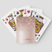 Roos Gold - Blush Pink Glitter Metal Monogram Naam Pokerkaarten (Achterkant)